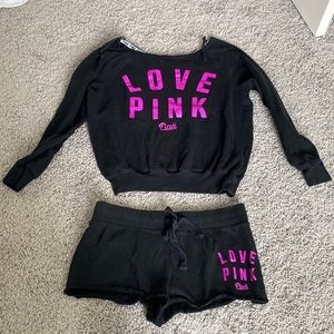 PINK Victoria’s Secret matching set. Oversized sweater XS and shorts S.